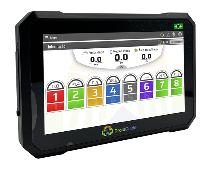 Monitor DroidGuide de plantio em operação no campo